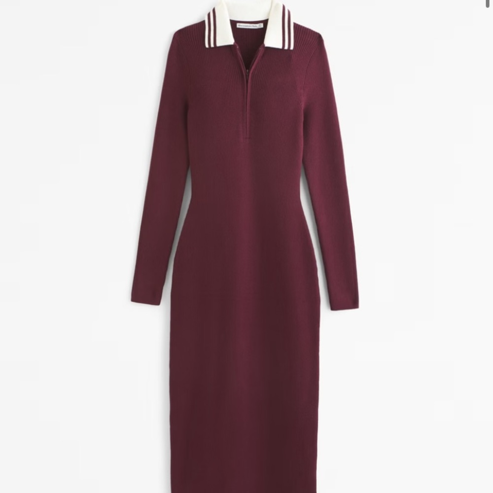 Red Ribbed Mock Neck Bodycon Dress